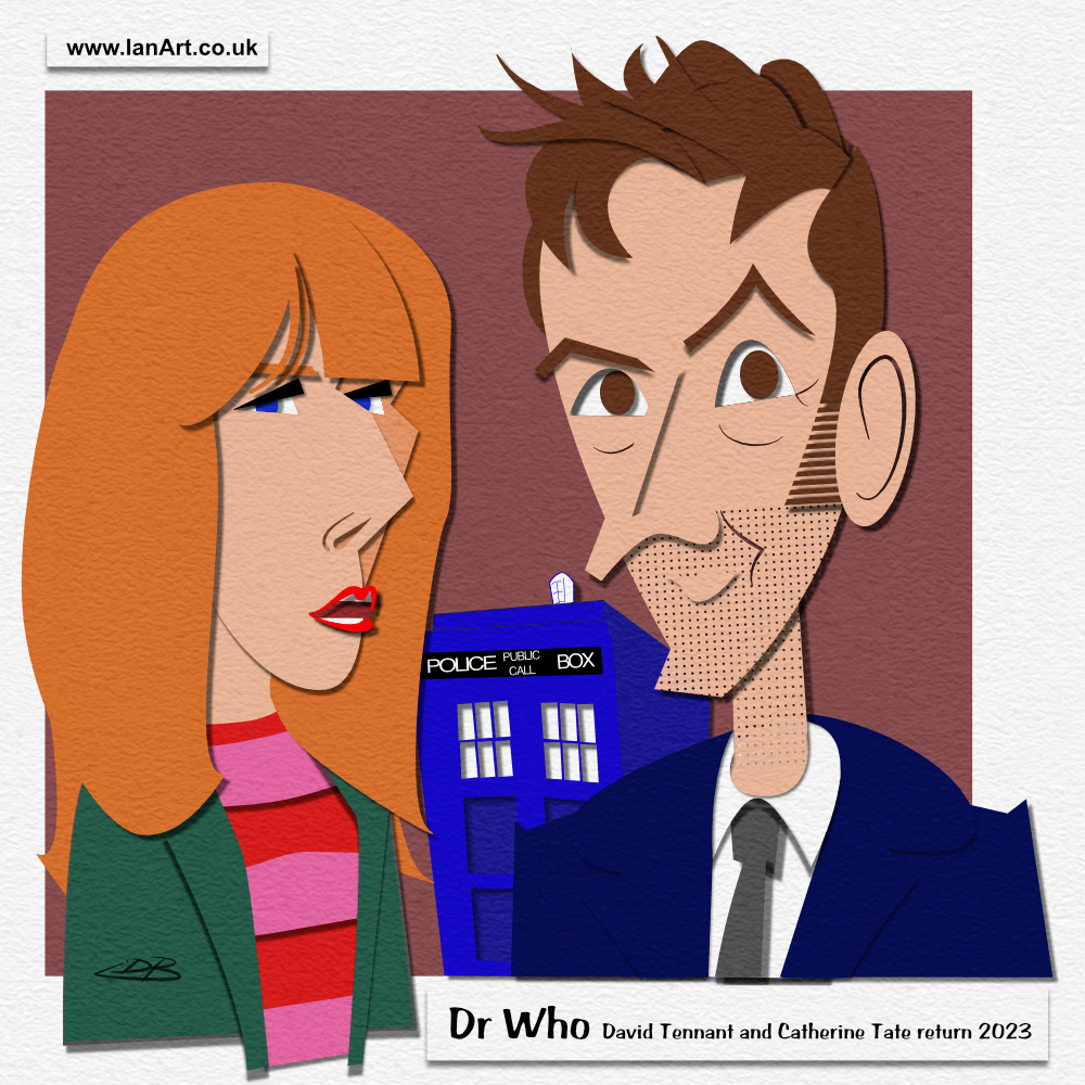 Dr_Who_2023_David_Tennant_Catherine_Tate _caricature_paper_cut-out